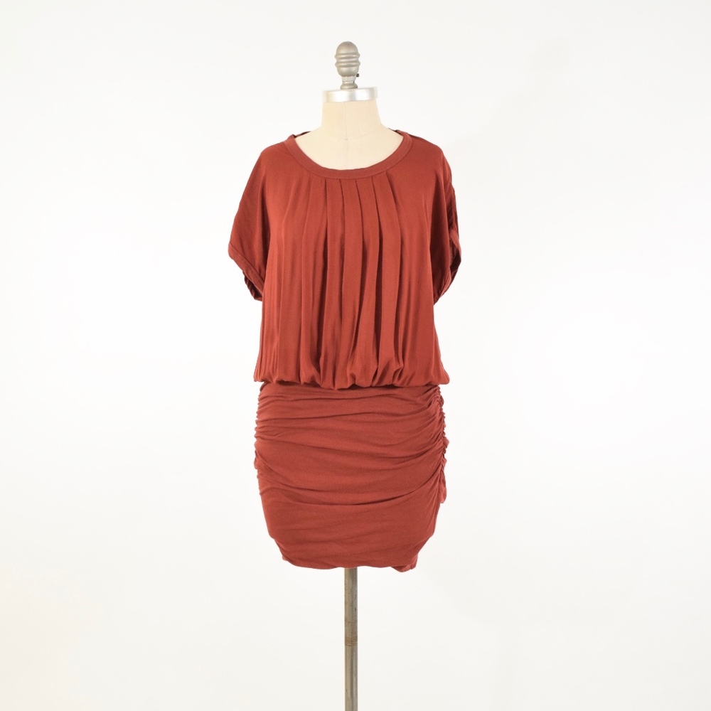 ❌SOLD❌James Perse Red Ruched Jersey Mini Dress - Picture 1 of 7